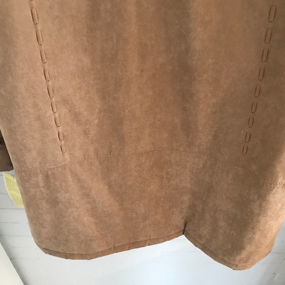 NWT Vintage Tan Micro Suede Native Style Faux Fur Cap Anorak Parka Women Size XL - Picture 14 of 15